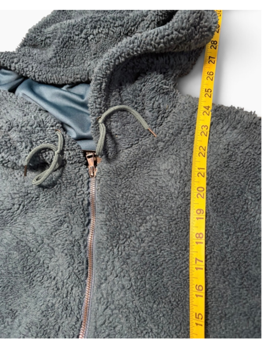 Women's Forever 21 Teal Sherpa Fleece Quarter-Zip Hoodie Size L - Picture 4 of 5